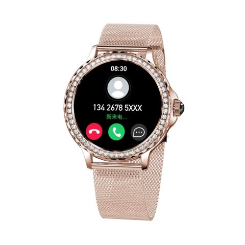 Smartwatch Damski VELTORI VT320-1 Złota Bransoleta + Różowy Pasek Silikonowy