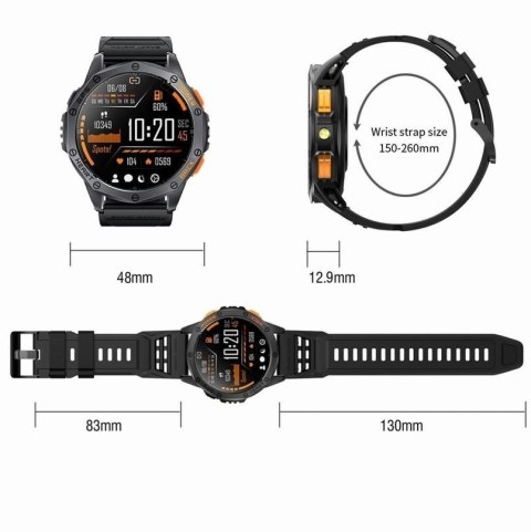 Smartwatch Męski GRAVITY GPS GT24-2 Czarny Pasek Silikonowy + Biały Pasek Silikonowy