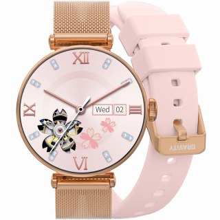 Smartwatch Gravity Różowe Złoto Różowy 2 Paski GT26-1