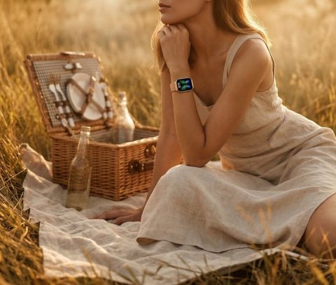 Smartwatch Gravity Różowe Złoto Pasek + Bransoleta GT44-2