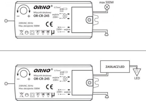 WŁĄCZNIK-WYŁĄCZNIK DOTYKOWY ORNO OR-CR-245 INDUKCJA DO LED