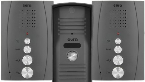 DOMOFON ''EURA'' ADP-51A3 ''DIFESA'' - 1-rodzinny, 2 unifony, interkom, grafit