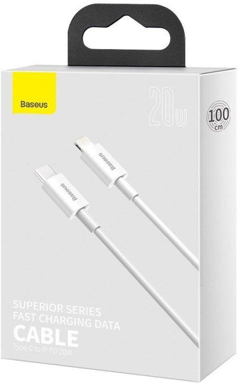 KABEL USB-C / Lightning iPhone Baseus Superior CATLYS-A02 1m 20W PD Quick Charging BIAŁY PREMIUM