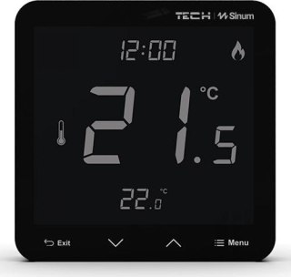 Przewodowy regulator pokojowy sinum czarny R-S3 Tech Sterowniki