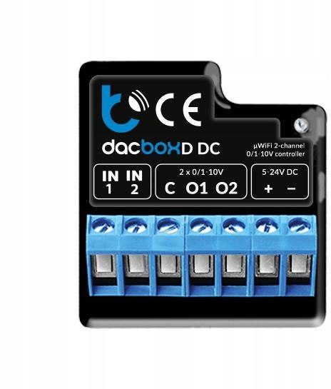 Blebox dacBoxD DC Ściemniacz, regulator obrotów Dwukanałowy sterownik, zadajnik WiFi