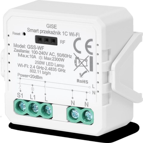 GISE Smart Pojedynczy moduł przekaźnikowy WiFi | Tuya | GSS-WF