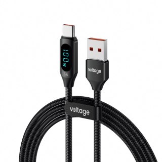 Kabel USB-A / USB-C Voltage PowerDisplay 66W 100cm czarny