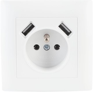 Gniazdo pojedyncze z uziemieniem z USB VCX WESA LC 13A Biały