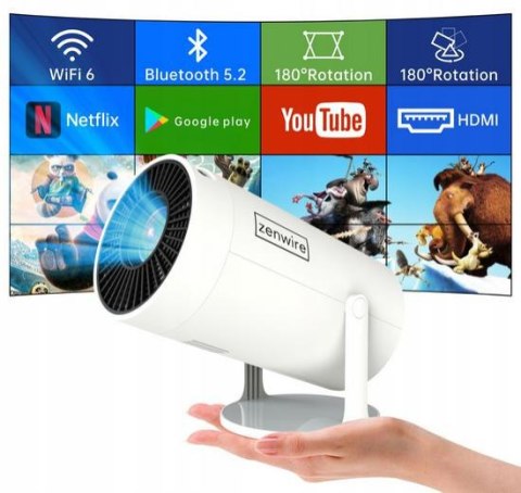 Przenośny Projektor Zenwire R1 Full HD Android Wifi Bluetooth Obrotowy