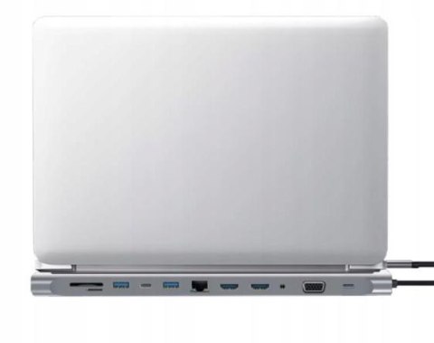 HUB ADAPTER USB-C 12w1 Stacja Dokująca 2x HDMI 4K ETHERNET RJ45 USB 3.0 BYL-2211