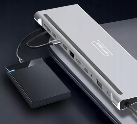 HUB ADAPTER USB-C 12w1 Stacja Dokująca 2x HDMI 4K ETHERNET RJ45 USB 3.0 BYL-2211