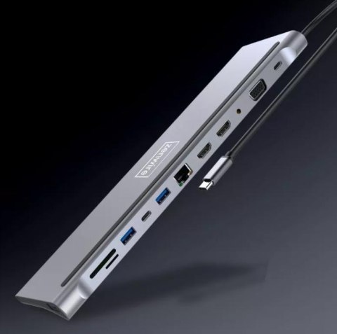 HUB ADAPTER USB-C 12w1 Stacja Dokująca 2x HDMI 4K ETHERNET RJ45 USB 3.0 BYL-2211
