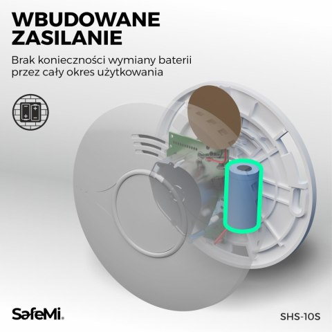 SAFEMI Czujnik dymu - Wbudowana bateria 10 lat, Gwarancja 5 lat SHS-10S