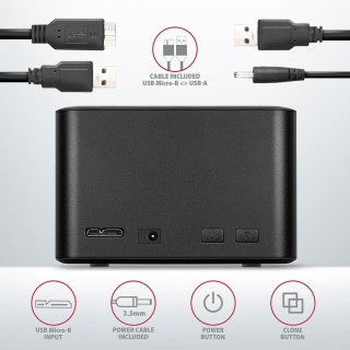 Stacja dokująca MINI AXAGON ADSA-D25 USB 3.2 Gen 1 - 2x SATA 6G 2.5" SSD/HDD CLONE