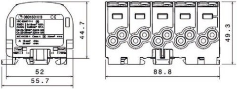 Blok rozdzielczy - odgałęźny Al/Cu 80150 SIMBLOCK szary SCB 25-5X 81500002