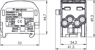 Blok rozdzielczy - odgałęźny SCB 25-2 Al/Cu 80120 SIMBLOCK szary 81505002