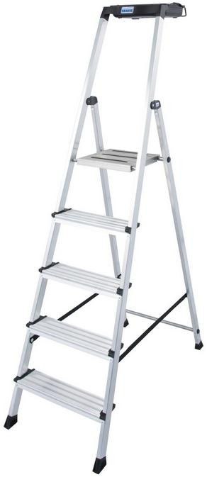 Drabina aluminiowa jednostronna Krause SECURY MultiGrip 1x5 z półką 126535
