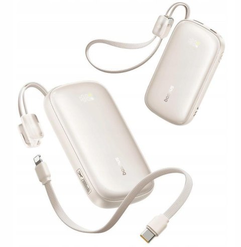 Powerbank Baseus EnerFill FC21 20000 mAh 22,5 W USB-A USB-C srebrny z odłączanym kablem Lightning
