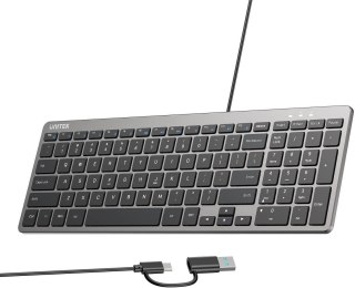 Klawiatura przewodowa Unitek SlimTap USB-C/USB-A