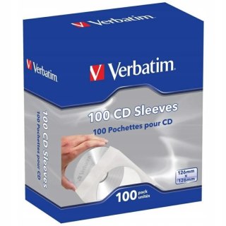 Koperty na CD/DVD Verbatim biały, z okienkiem, (100szt)
