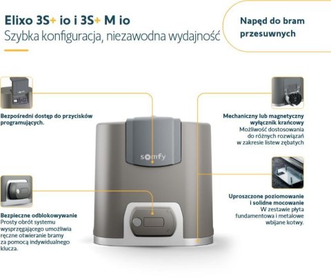 Zestaw Somfy Elixo 3S+ IO Comfort Pack do 600kg bram przesuwnych