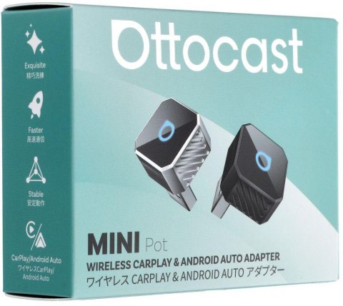 Bezprzewodowy adapter samochodowy Ottocast Mini Cube T3 Bluetooth Wi-Fi CarPlay Android Auto