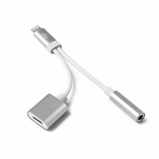 Adapter REVERSE iPhone/Jack 3.5mm + iPhone biały