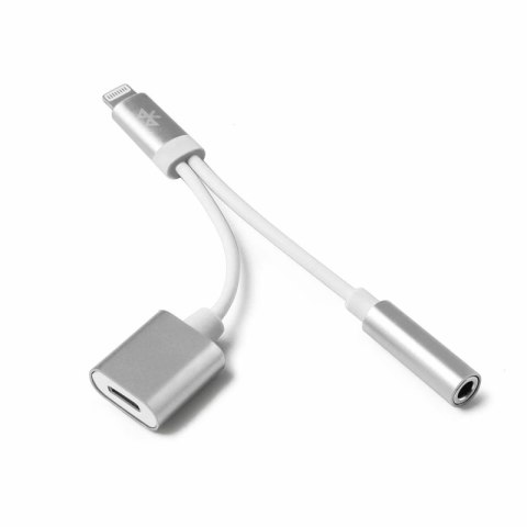 Adapter REVERSE iPhone/Jack 3.5mm + iPhone biały