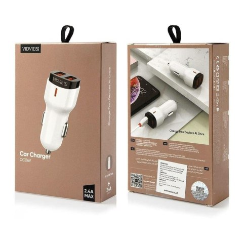Ładowarka samochodowa VIDVIE S-CC06 2xUSB 2.4A biały