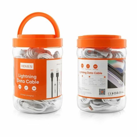 Kabel VIDVIE DC09 USB/iPhone 2.1A, 1m biały 30 szt.