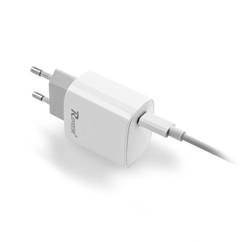Ładowarka sieciowa REVERSE U58 1xType C + kabel Type C/iPhone 3A, 20W, Power Delivery biały