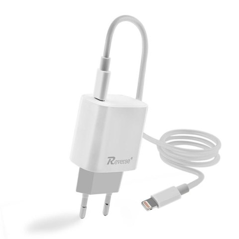 Ładowarka sieciowa REVERSE U58 1xType C + kabel Type C/iPhone 3A, 20W, Power Delivery biały