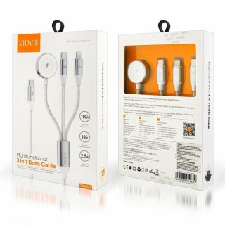 Kabel VIDVIE CB4026 Type-C/Type-C + iPhone + iWatch wireless charging 100W, 1.2m biały