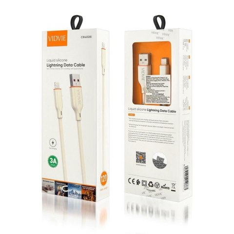 Kabel VIDVIE CB4028 USB/iPhone 3A, 1.2m beżowy