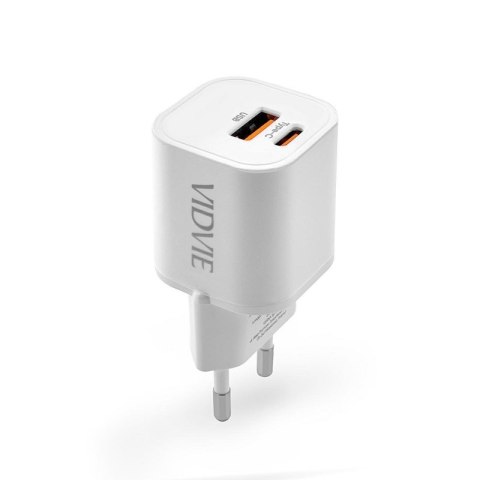 Ładowarka sieciowa VIDVIE PLE255 1xUSB + 1xType C 3A 35W GaN compatible PD20W biały