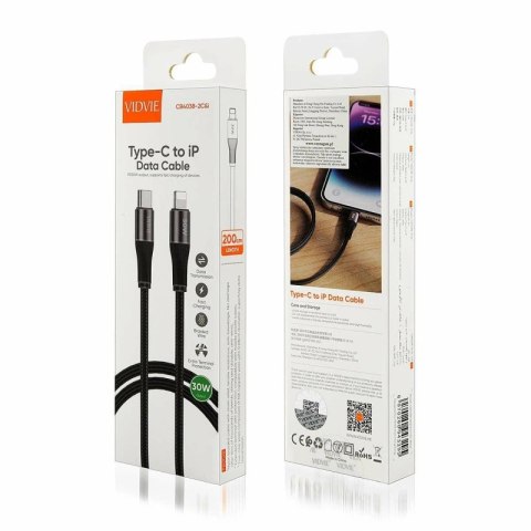 Kabel VIDVIE CB4038 Type C/iPhone 30W, 2m czarny