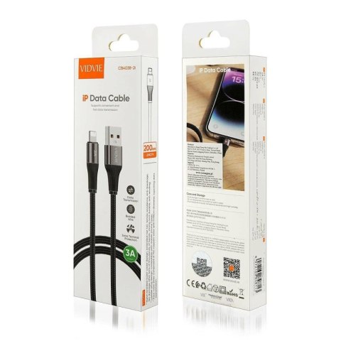 Kabel VIDVIE CB4038 USB/iPhone 3A, 2m czarny