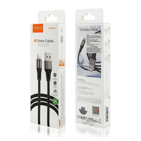 Kabel VIDVIE CB4038 USB/iPhone 3A, 3m czarny