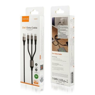 Kabel VIDVIE CB4039 USB/Type-C + Type-C + iPhone 3A, 1.2m biały