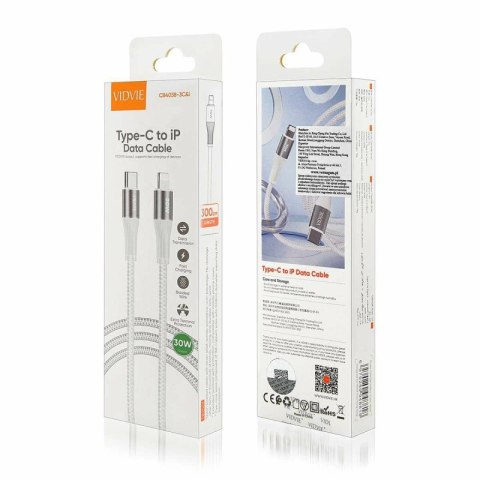 Kabel VIDVIE CB4038 Type C/iPhone 30W, 3m biały