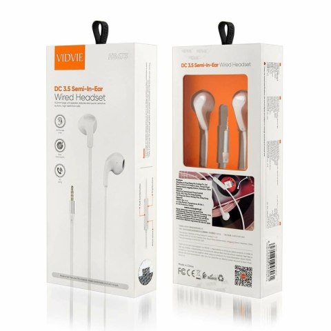 Słuchawki z kablem VIDVIE HS673 3.5mm Jack biały