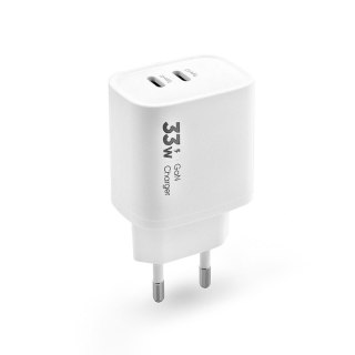 Ładowarka sieciowa VIDVIE PLE260 2xType-C + kabel Type-C/Type-C 3A 33W GaN compatible PD20W biały