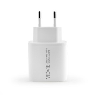 Ładowarka sieciowa VIDVIE PLE260 2xType-C + kabel Type-C/Type-C 3A 33W GaN compatible PD20W biały