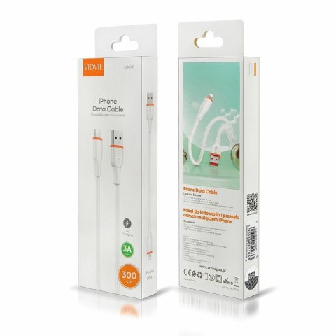 Kabel VIDVIE CB4031 USB/ iPhone 3A, 3m biały