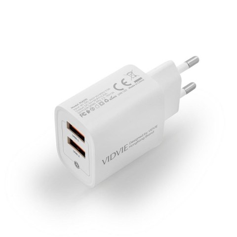 Ładowarka sieciowa VIDVIE PLE272 2xUSB 2.4A biały
