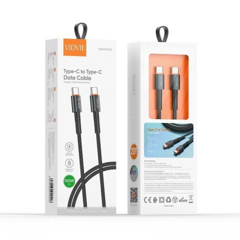 Kabel VIDVIE CB4034 Type C/Type C 100W, 2m czarny