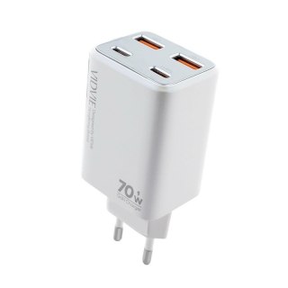 Ładowarka sieciowa VIDVIE PLE222 2xUSB + 2xType C 70W GaN biały