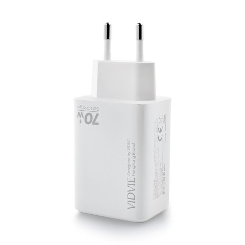 Ładowarka sieciowa VIDVIE PLE222 2xUSB + 2xType C 70W GaN biały
