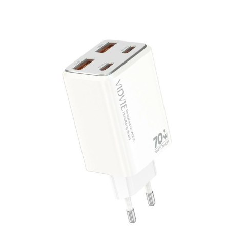 Ładowarka sieciowa VIDVIE PLE222 2xUSB + 2xType C 70W GaN biały