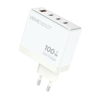 Ładowarka sieciowa VIDVIE PLE225 1xUSB + 3xType C 5A 100W GaN biały